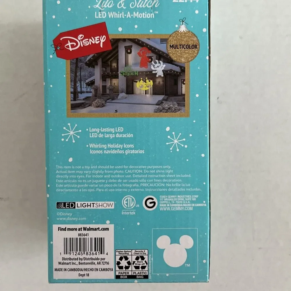 Disney‎ Lilo & Stitch Christmas Whirl-a-motion LED Light Show Projector New NEW